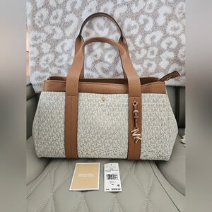 Michael Kors Signature White And Tan Handbag